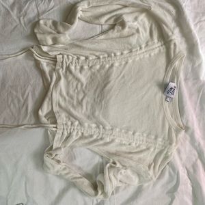 Sheer white cropped pull top